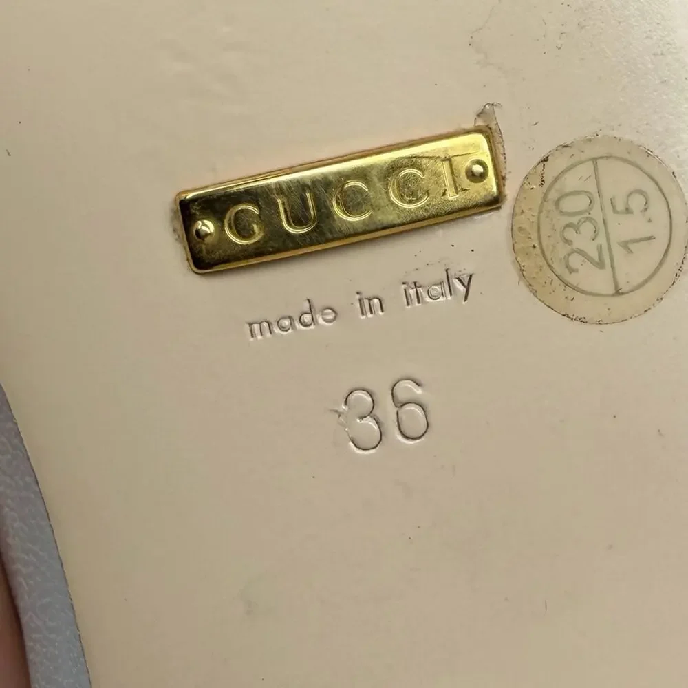 Gucci Houdan Horsebit Platform Loafers White Leather Womens Size EU 36
